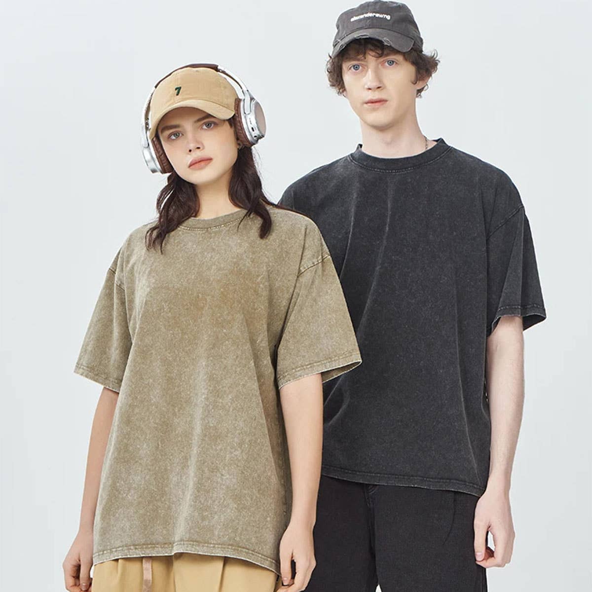 250g Vintage Washed Wax-Dyed Cotton T-Shirt ??Custom Logo