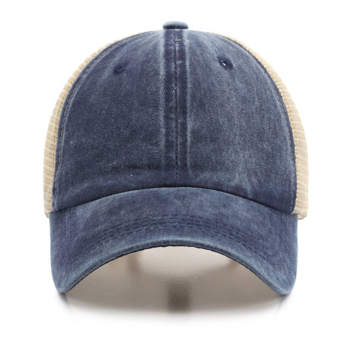 Washed Cotton Denim Mesh Cap Breathable Sun Hat_CWAH1281