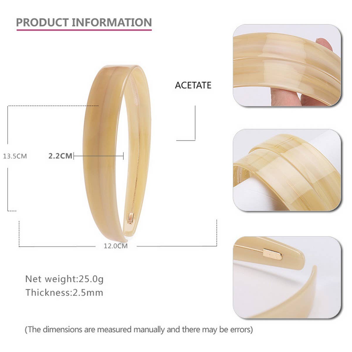 2.2CM WIDE VINTAGE ACETATE HEADBAND HAIRPIN_CWAHA4341