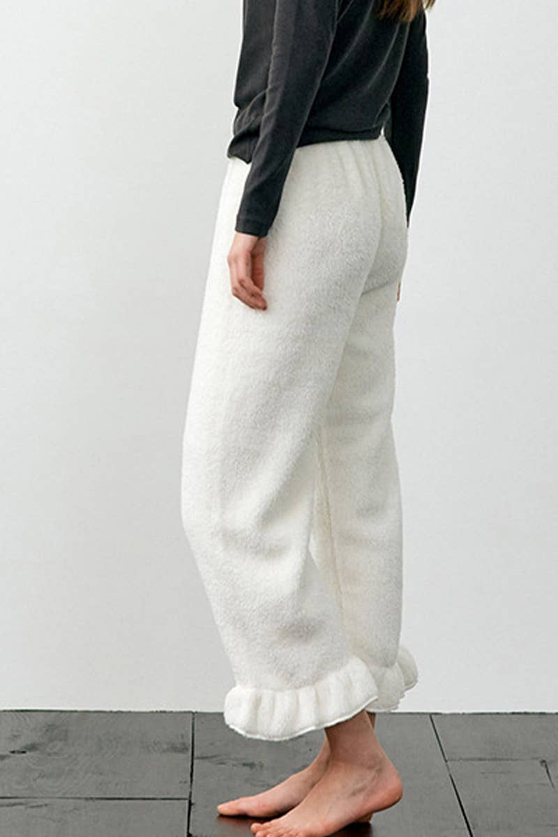 ELASTICATED PAJAMA PANTS WITH FLOUNDERED FEET