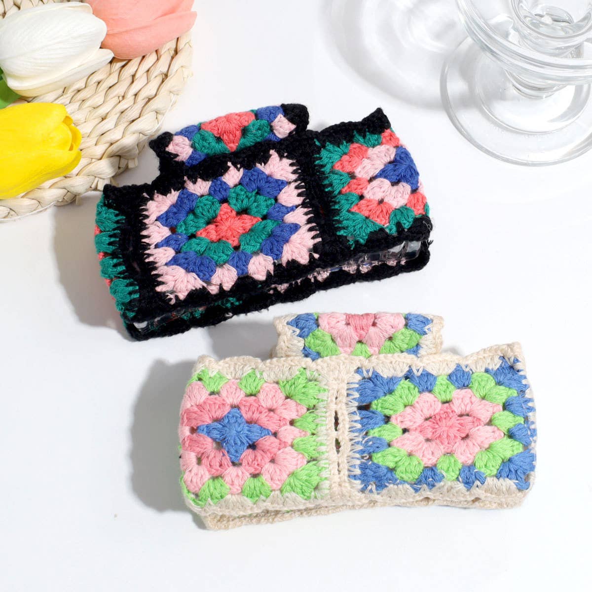 French Knit Hair Claw - 12cm Wide Colorful Clip