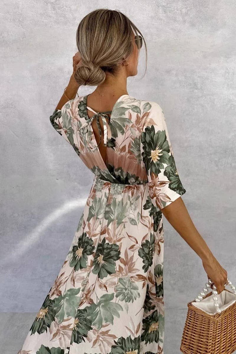 CWDMD6494_VINTAGE FLORAL V-NECK BELTED MAXI DRESS