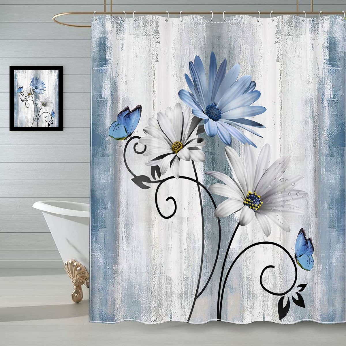 FLOWER WATERPROOF BATHROOM SHOWER CURTAIN
