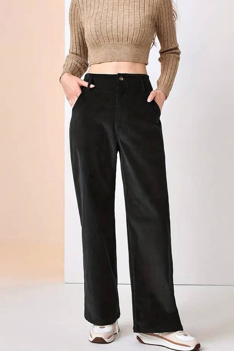 CWBLP2171_HIGH WAIST DRAPED STRAIGHT LEG CASUAL PANTS