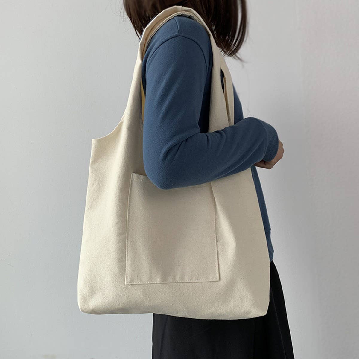 SOLID COLOR LITERARY BLANK HAND-PAINTED CANVASBAG_CWAB2131