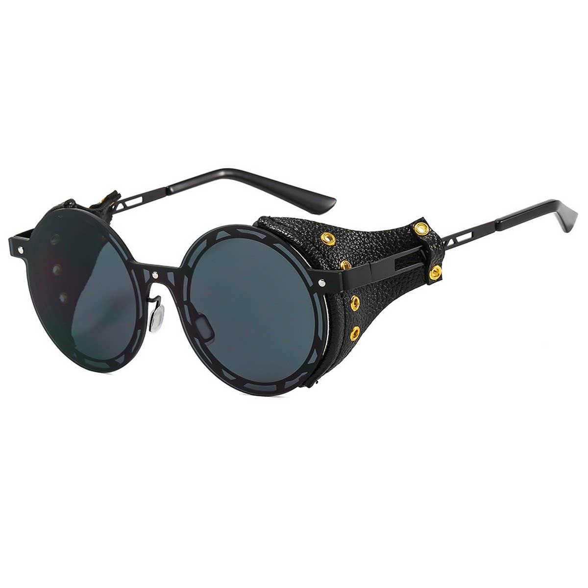 Punk Round Metal Sunglasses with PU Leather_CWASG1152