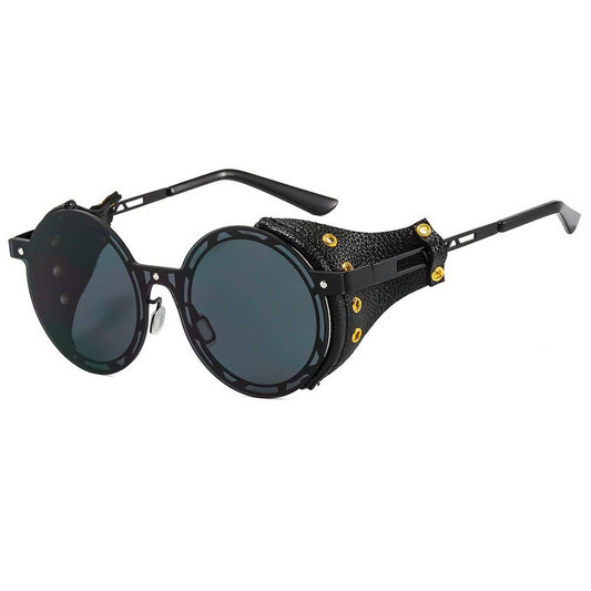 Punk Round Metal Sunglasses with PU Leather_CWASG1152