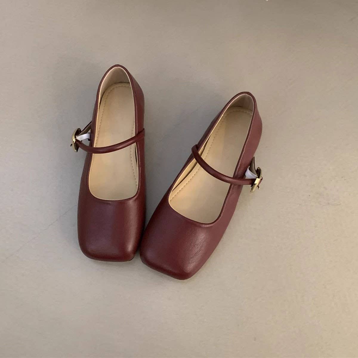 Vintage Square Toe Mary Jane Flats for Women
