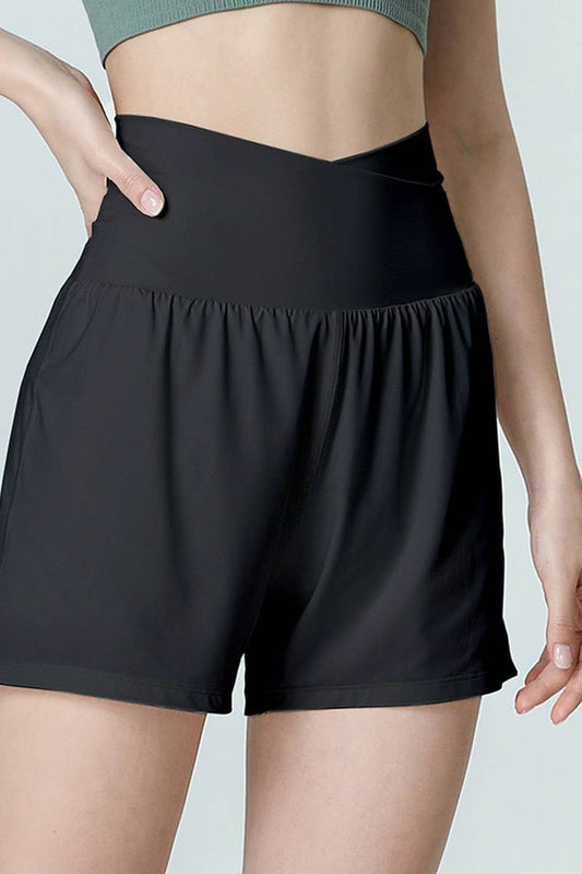 CWBSP0465_FAKE TWO-PIECE CASUAL ANTI-EXPOSURE YOGA PANTS