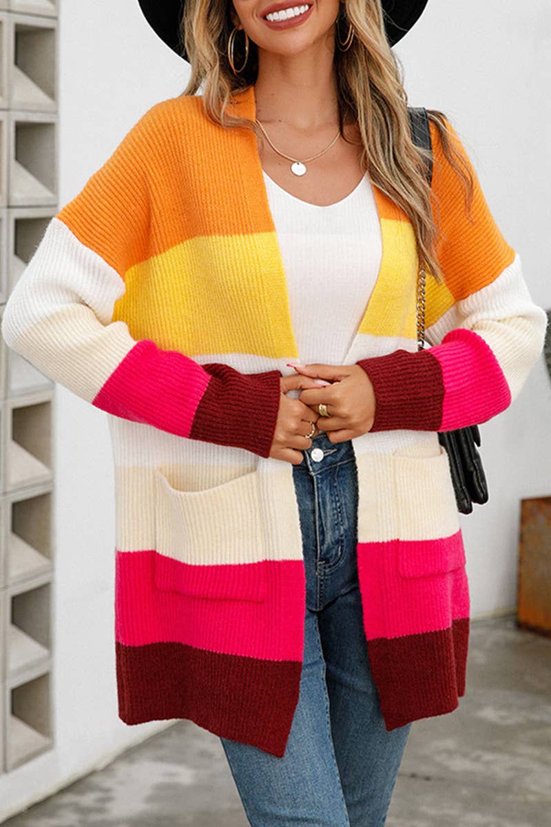 SPLICING COAT LARGE SIZE UNBUTTONED CARDIGAN