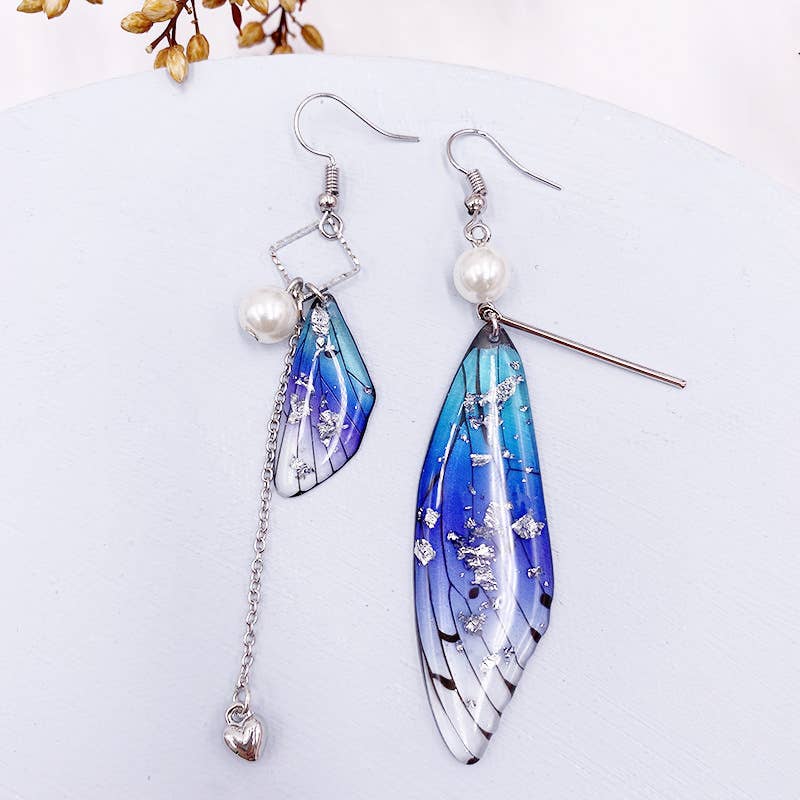 Fashionable imitation cicada wing earrings