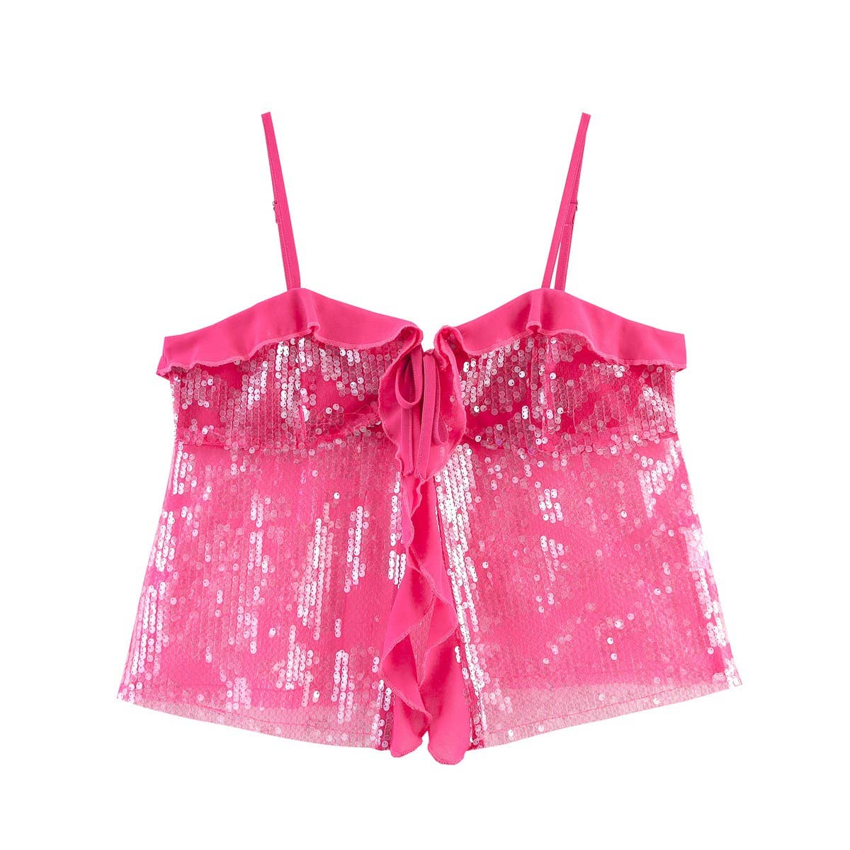 Sequin Sleeveless Crop Cami Top for Women