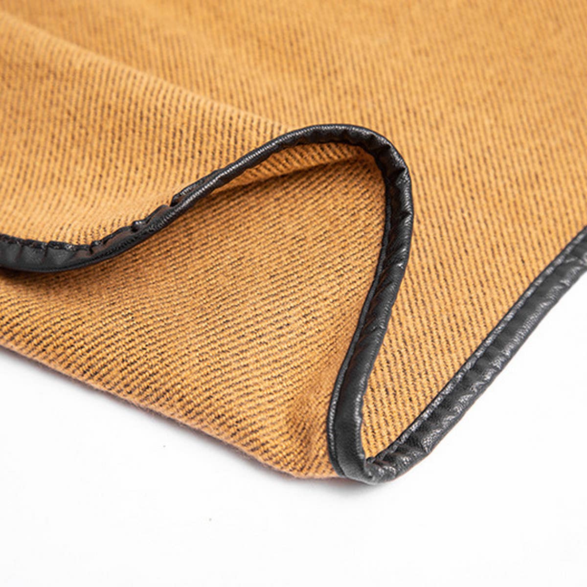 BUCKLE LEATHER SOLID CAMEL COLOR SPLIT SHAWL_CWASC1210