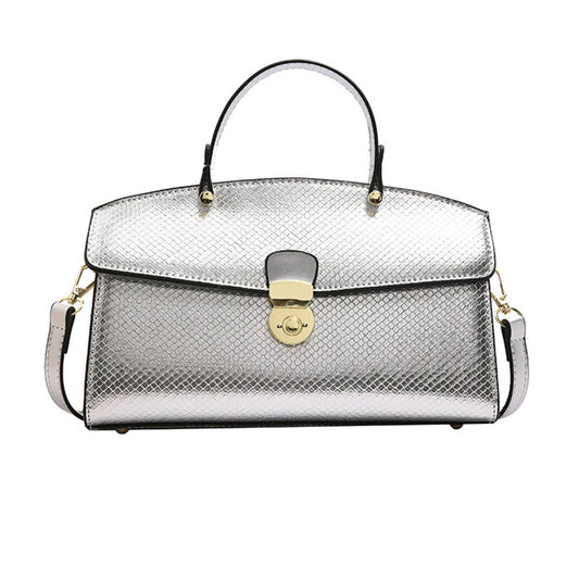 Large-capacity snake-patterned hand-held tote bag