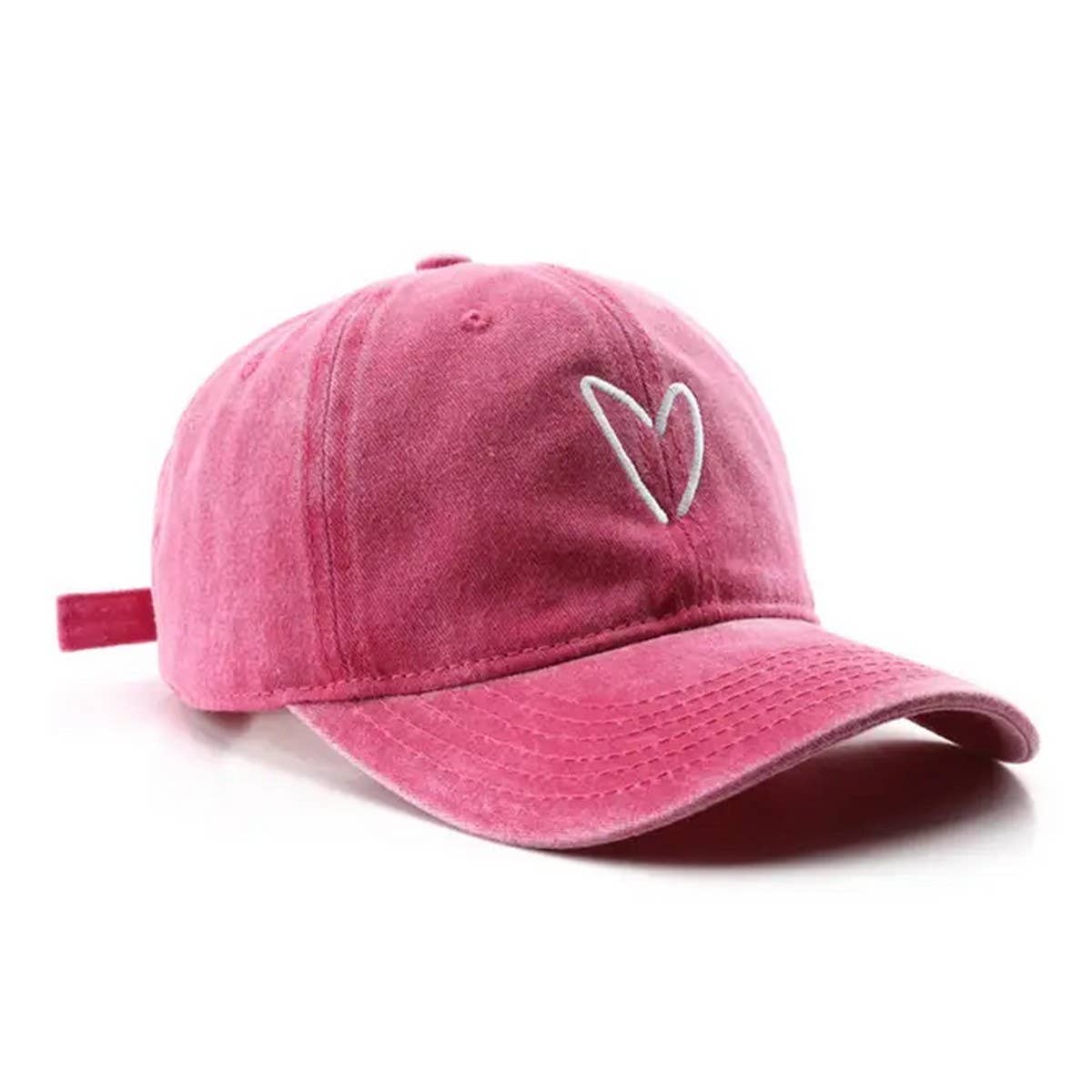 Vintage Wash Heart Embroidery Baseball Cap, Unisex_CWAH1271