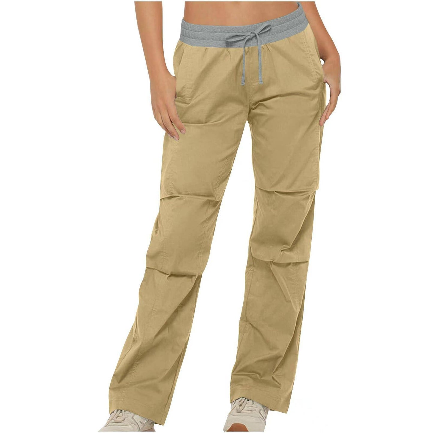 MID-WAIST BUTTON-DOWN COLORED POCKET CARGO PANTS