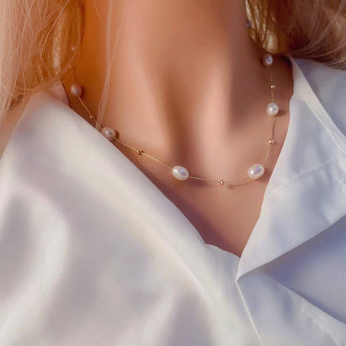 Natural freshwater pearl starry sky necklace