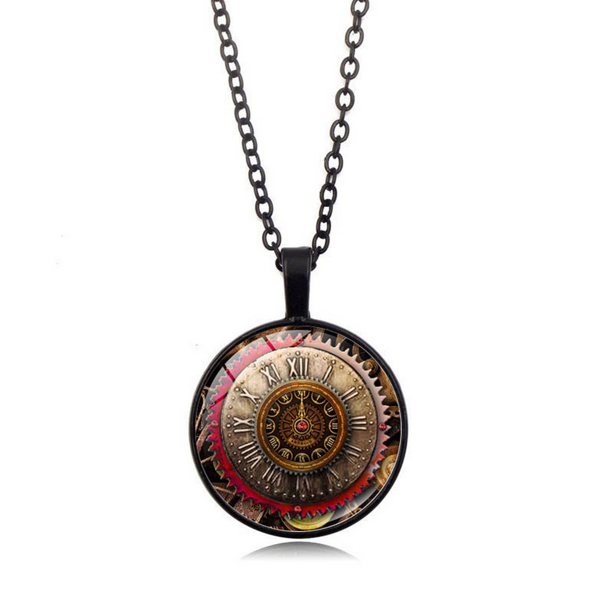 STEAMPUNK MECHANICAL TIME GEM NECKLACE JEWELRY_CWAJE0699