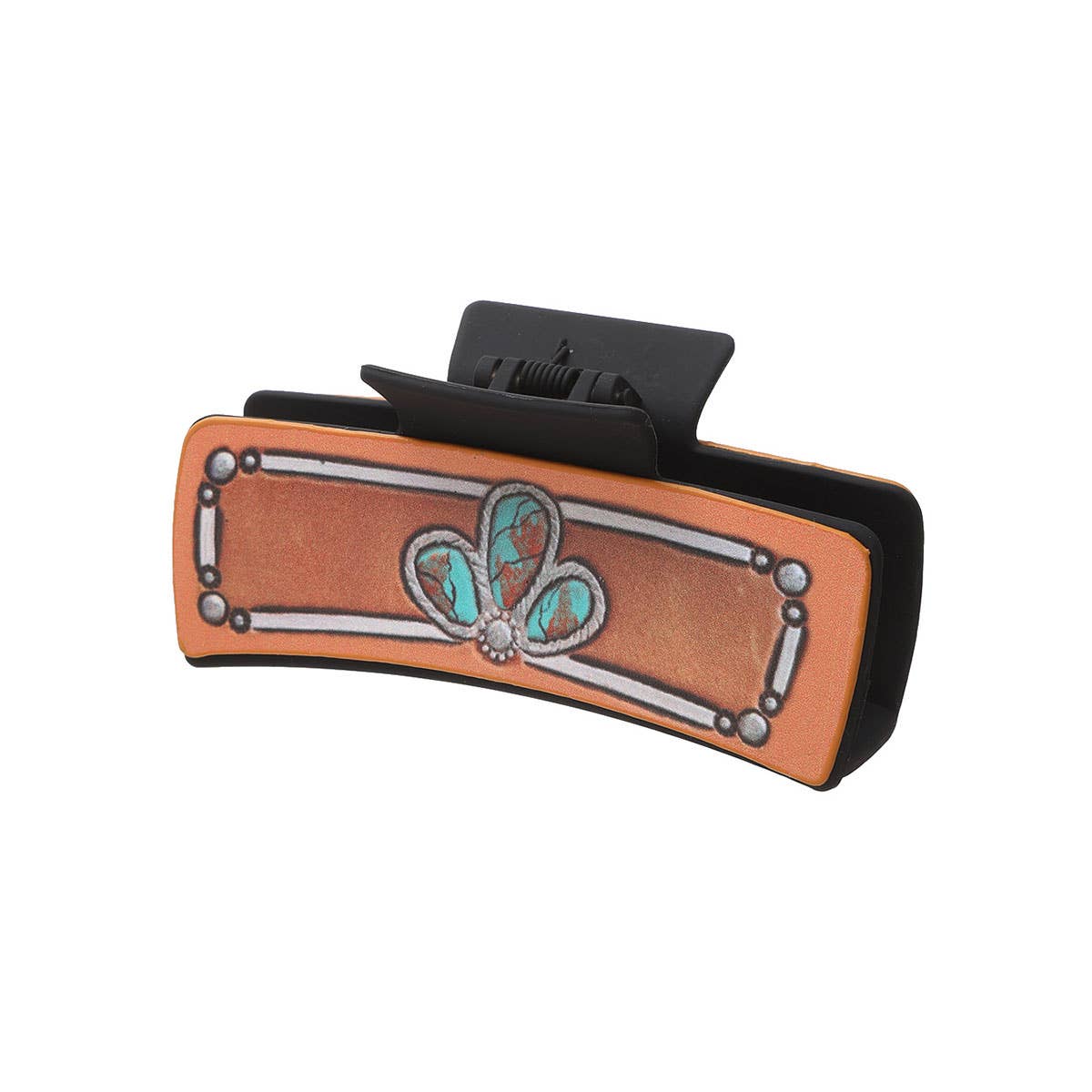 Western Leather Hair Claw - Cactus Butterfly Clip