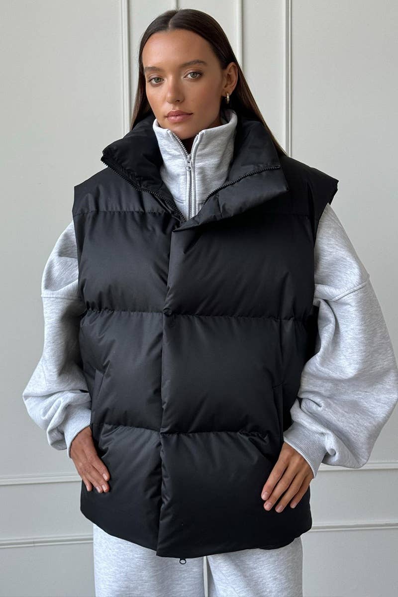 CWOCO0364_WINTER SLEEVELESS HIGH NECK VEST PADDED JACKET