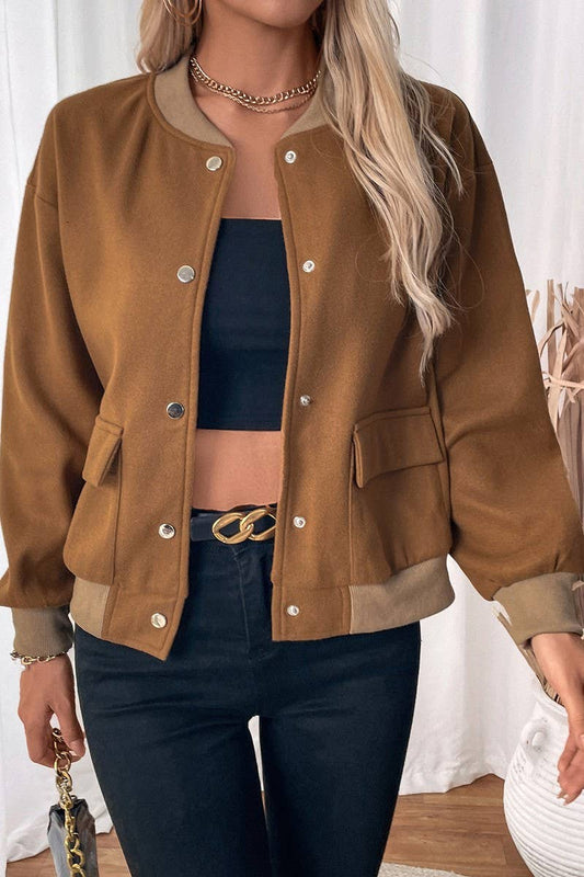 CWOJA1232_STAND COLLAR POCKET CARDIGAN JACKET