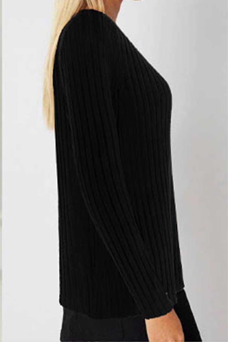 SOLID COLOR CASUAL KNIT BUTTON PULLOVER SWEATER