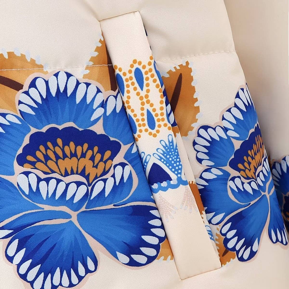 BLUE FLOWER PRINT ZIP-UP QUILTED JACKET_CWOJA1558