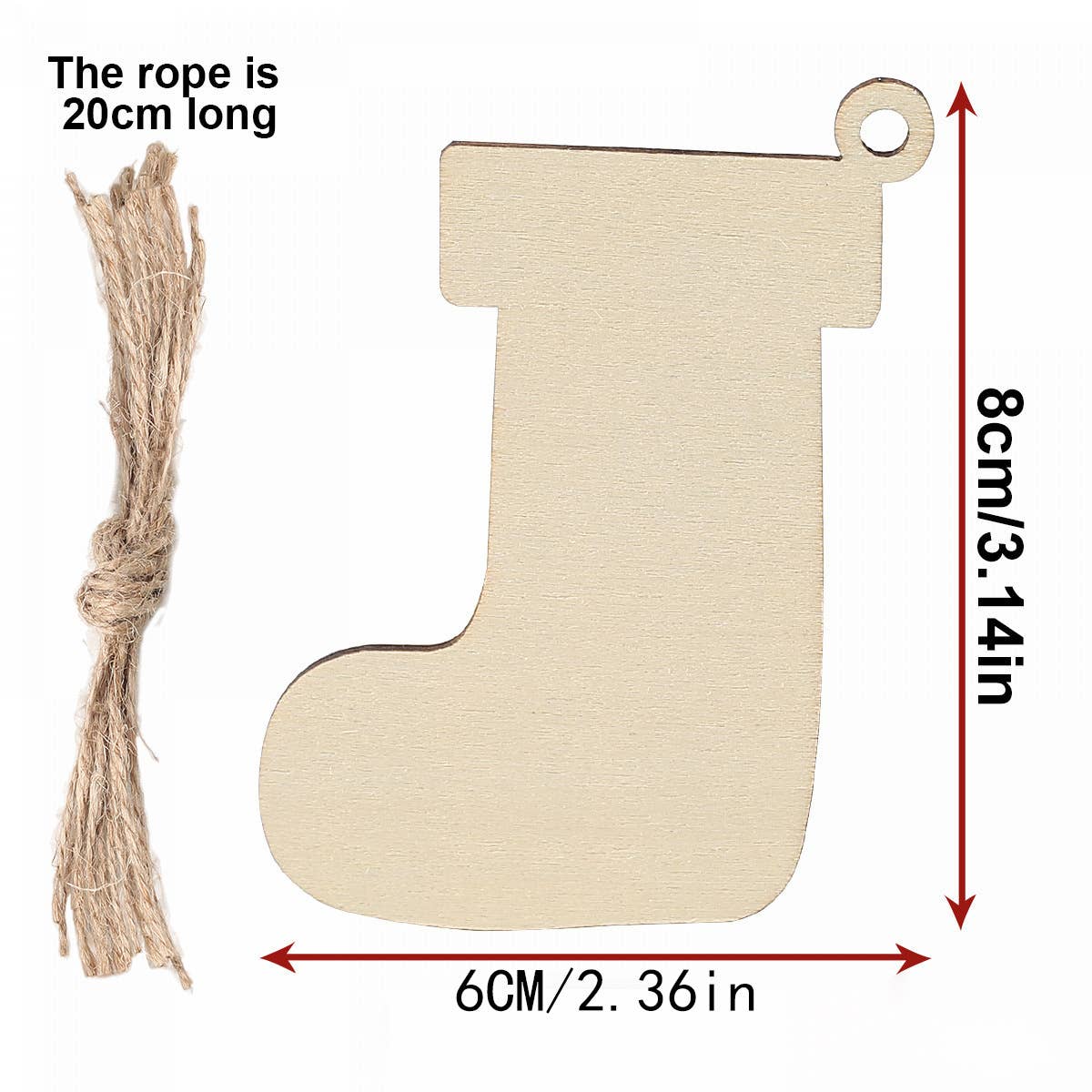 CWASC2680_CHRISTMAS STOCKING SIMPLE WOODEN PENDANT