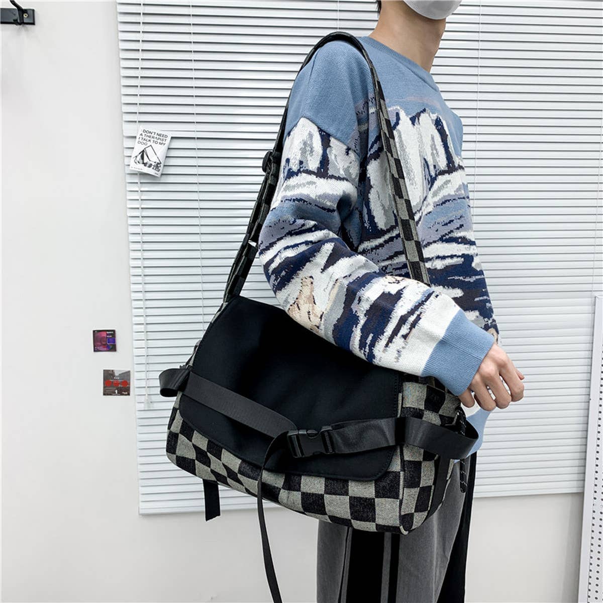 CASUAL PLAID SHOULDER CROSSBODY BAG_CWAB1606