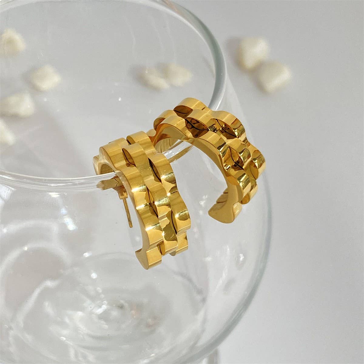 Simple hip-hop track stitching earrings_CWMM5720