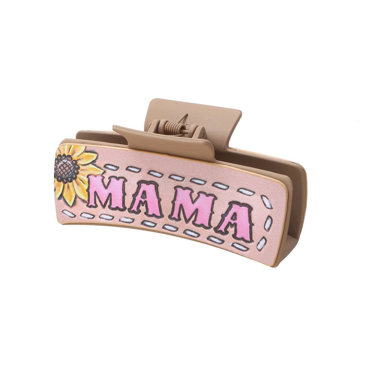 Western Cactus Sunflower Hair Claw - Leather Clip