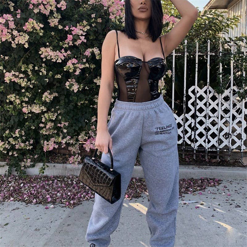 CASUAL ELASTIC WAIST LETTER PRINTED SWEATPANTS