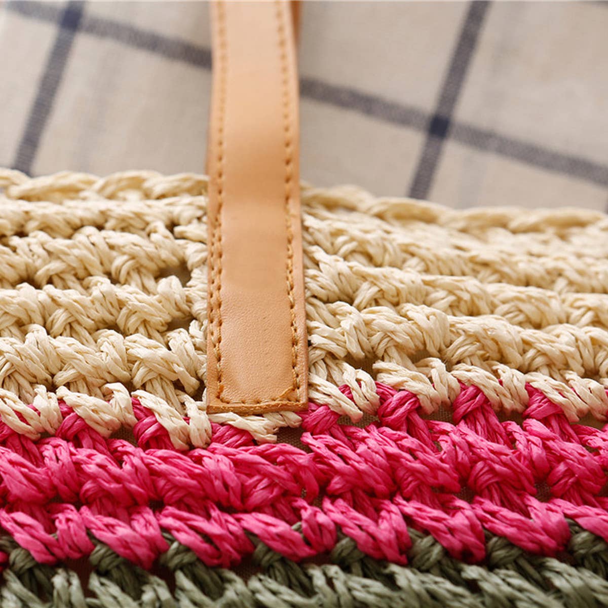 FOREST RAINBOW STRIPED STRAW SHOULDER BAG_CWAB2013