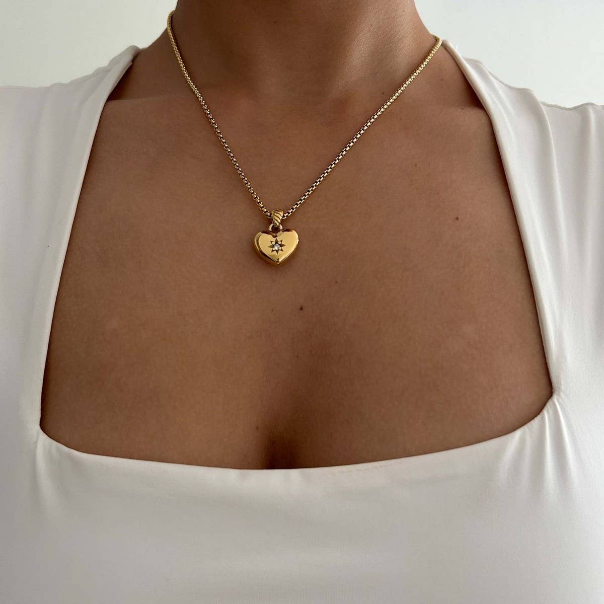 Valentine's Day Heart Necklace with Zirconia