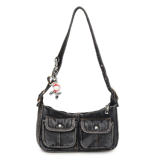Fashionable denim single-shoulder crossbody bag