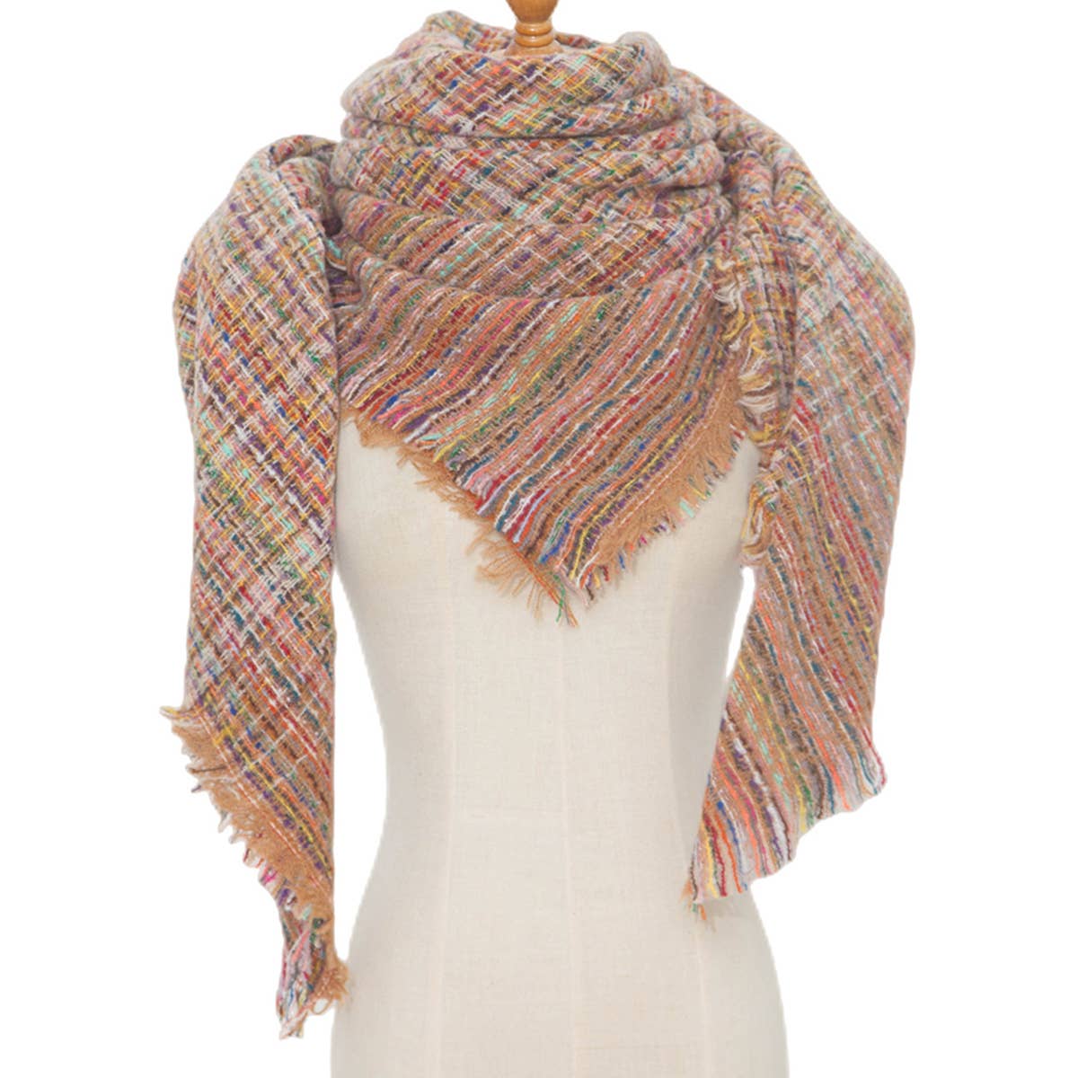 Plaid Circle Scarf - Fall/Winter Woven Wrap_CWASC0156