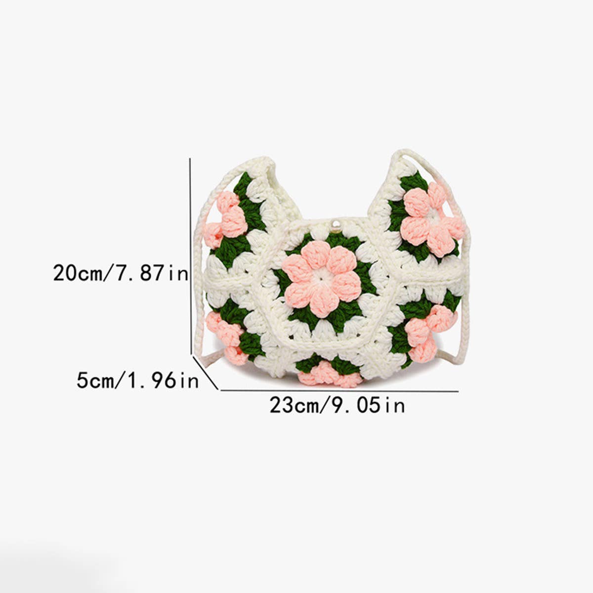 PUFF FLOWER SMALL FRESH HANDMADE CROCHETED BAG_CWAB2405