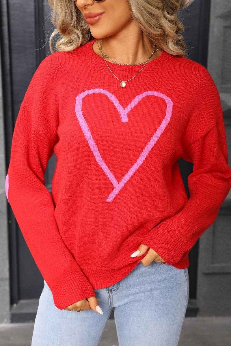 CWOSWL07589_HEART JACQUARD VALENTINE'S DAY KNIT TOP