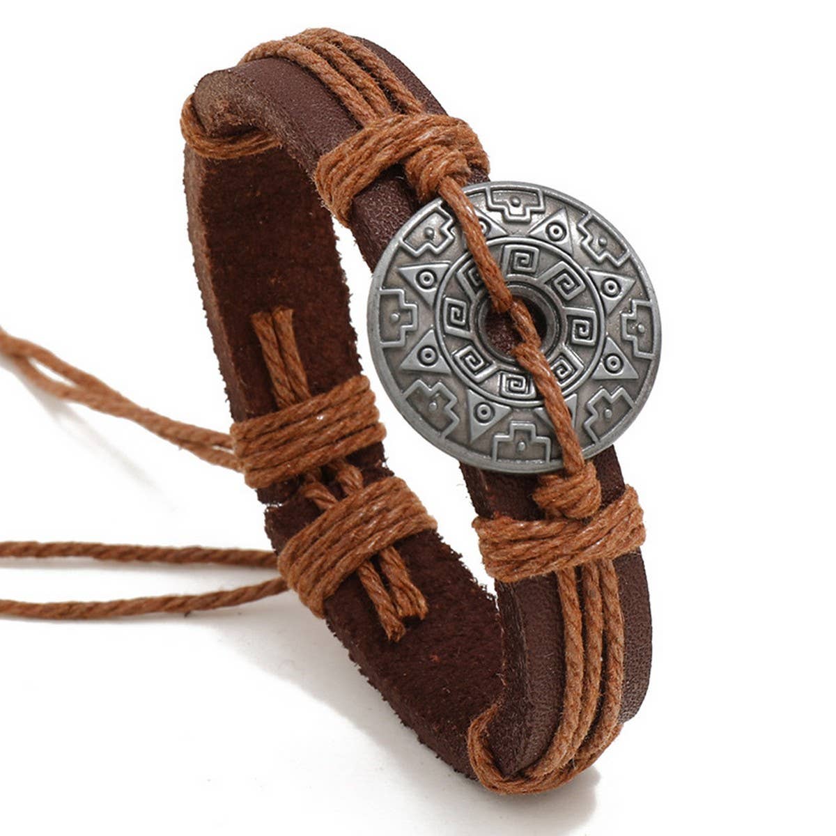HAND-WOVEN ALLOY VINTAGE COWHIDE BRACELET