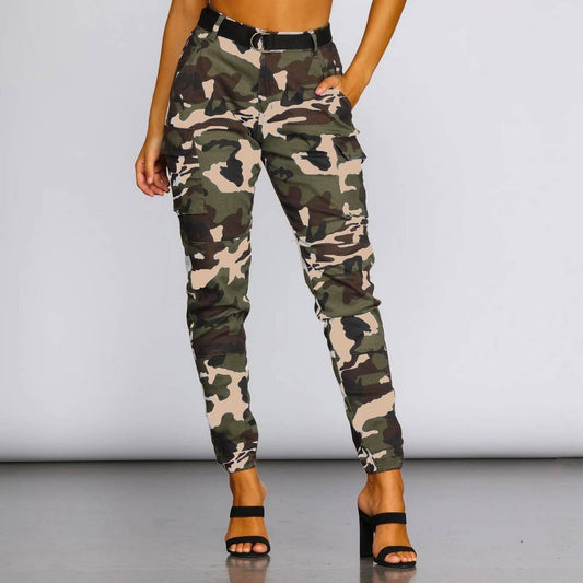 WOMENS SLIM FITTING CAMOUFLAGE PRINTED PANTS_CWBLP0383