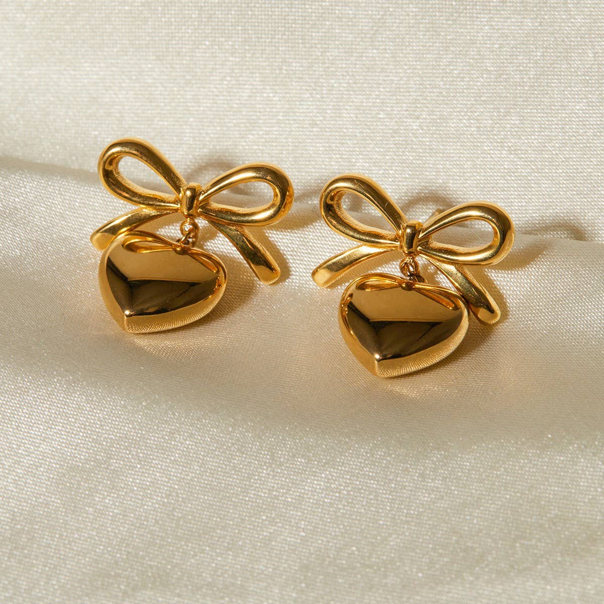 HOT STYLE PERSONALIZED BOW LOVE PENDANT EARRINGS