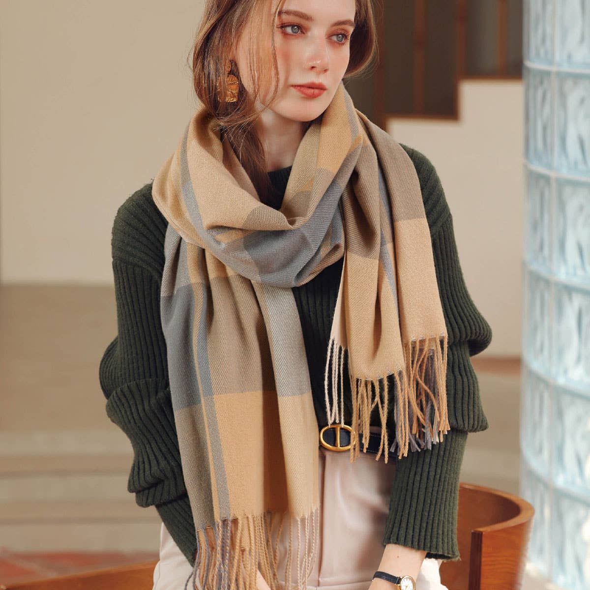 Plaid Winter Scarf ??Soft Thick Fringe Shawl 2025_CWASC0168