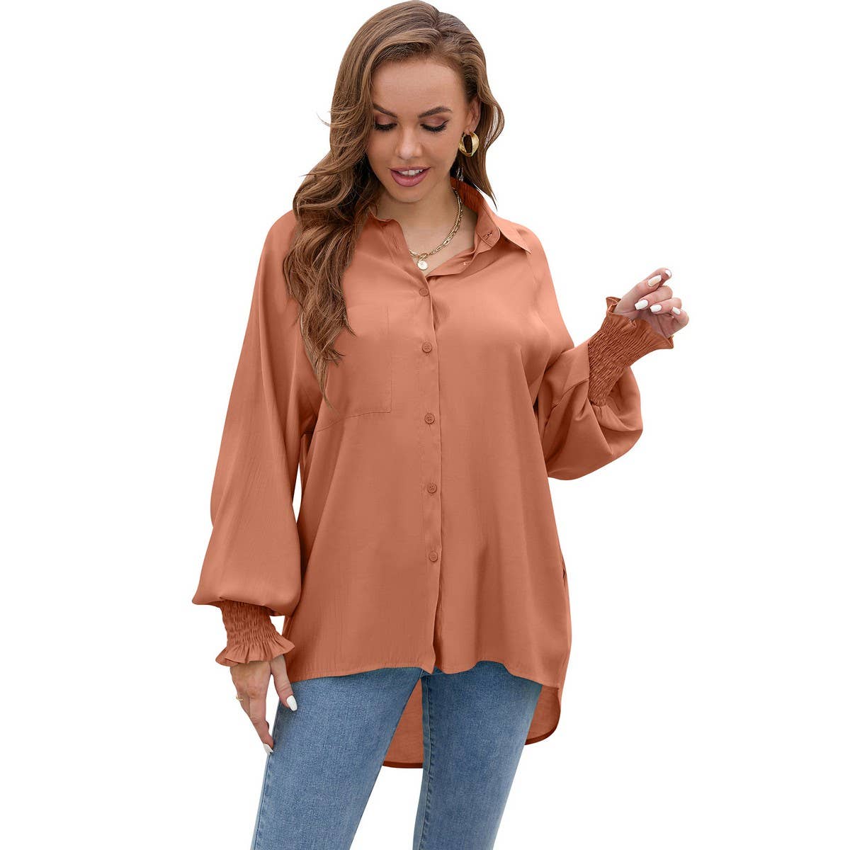 Rotator cuff Tencel solid color soft loose top