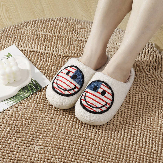 NEW NATIONAL FLAG SMILEY WARM COTTON SLIPPERS