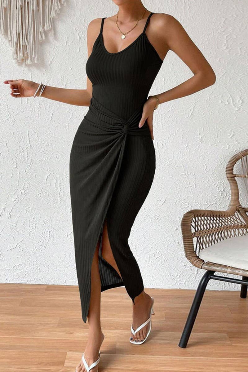 CWDMD5918_SEXY BACKLESS SPAGHETTI STRAP SLIT BODYCON DRESS