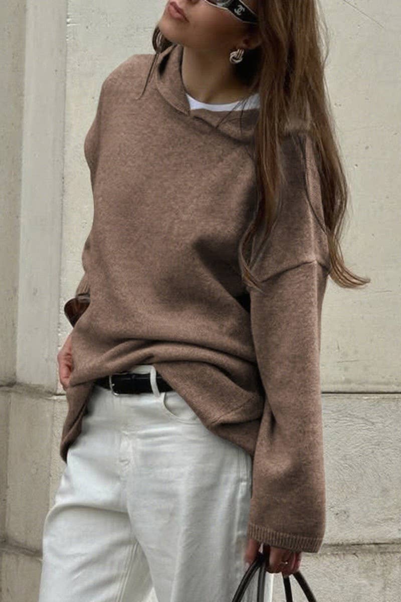 CWOHOL00632_CASUAL KNIT LONG SLEEVE HOODIE