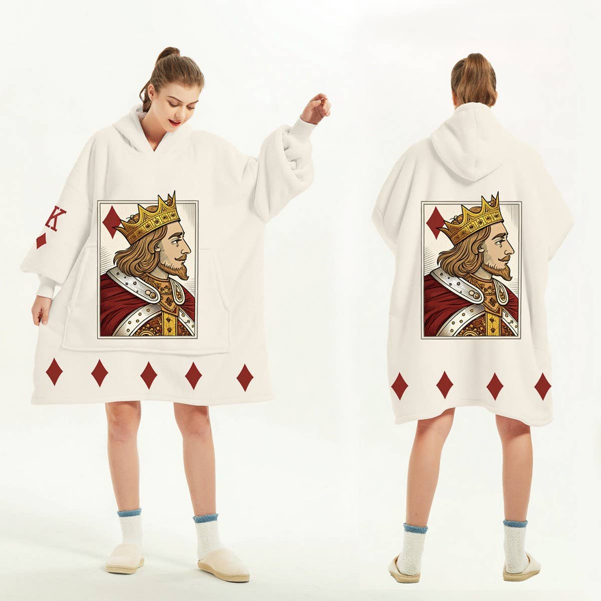 Double-Layer Sherpa Hoodie Blanket Lazy Wear