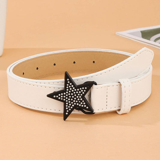Simple and versatile star-buttoned trendy belt
