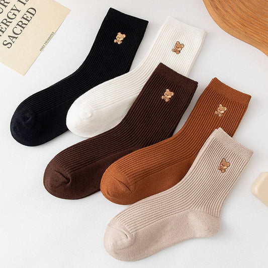 EMBROIDERED BEAR CUTE WOMEN'S SOCKS