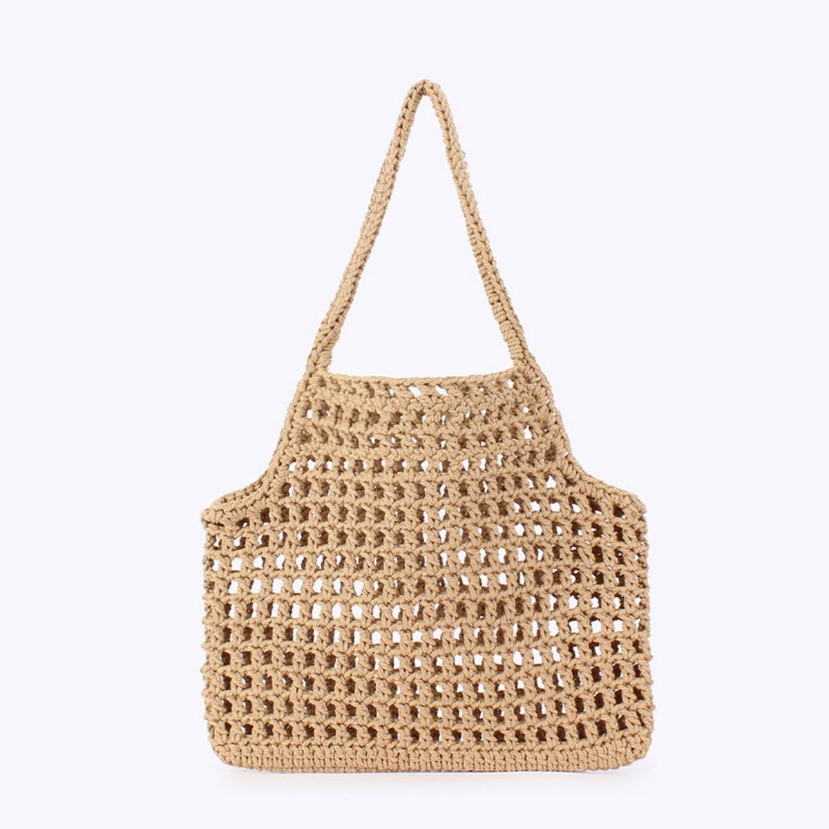 WOVEN HOLLOW - OUT COTTON STRING BEACH TOTE BAG_CWAB4676